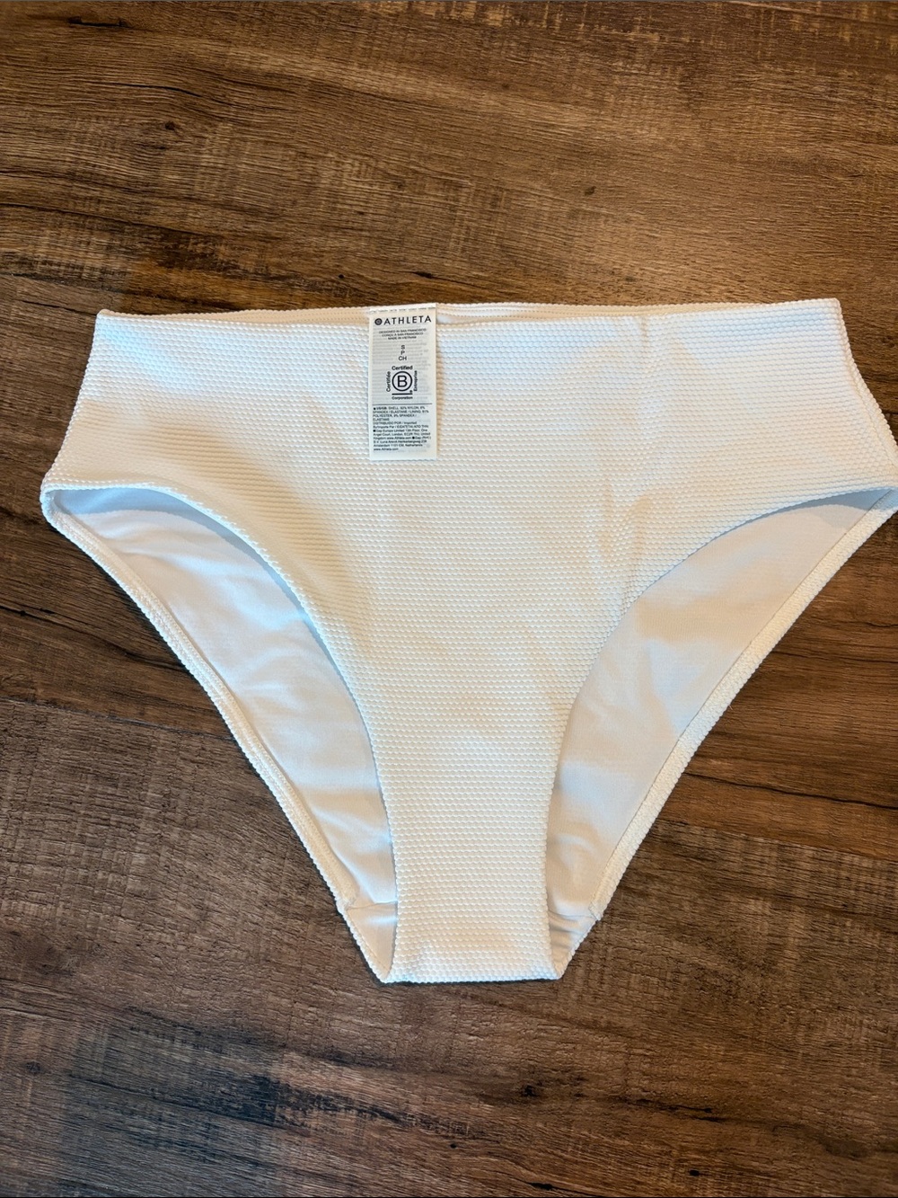 Athleta White Textured High-Waist Bikini Bottoms